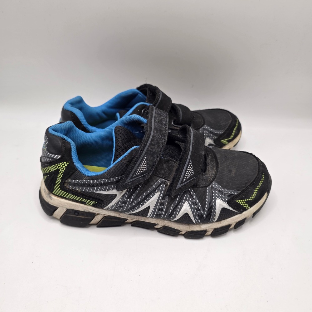 Athletic Works Sneakers Kids Black‎ Blue Hook Loop Athletic Play School Shoes
